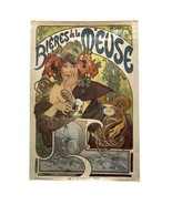 Vtg 1970&#39;s Bieres de la Meuse Portal Publications Mucha Art Nouveau Post... - $23.75