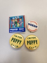 Lot Of 4 Vintage Button Pin Pinback I&#39;m For Poppy C.t.c.r. Hoegh Freedom 1992 - £5.55 GBP