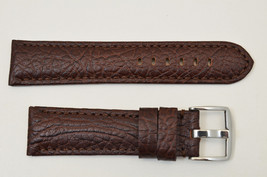 18mm Genuine Leather BROWN  Watch Band padded strap silver tone buckle - £15.69 GBP