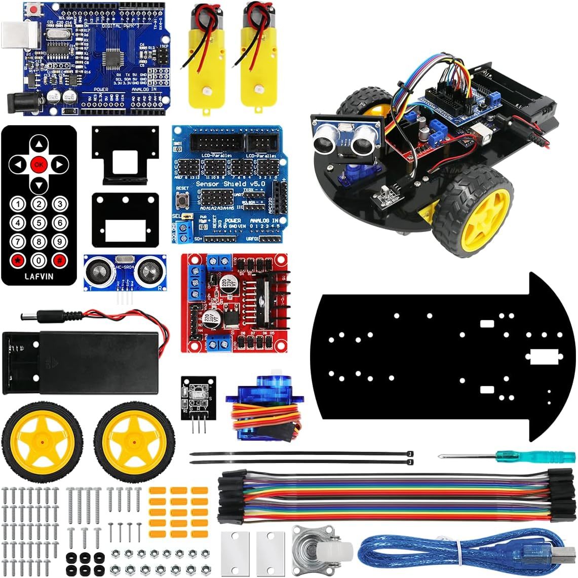 Smart Robot Car 2Wd Chassis Kit With Ultrasonic Module R3 Board,Remote - $41.99