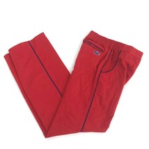 Vintage 1980s Izod Lacoste Boy&#39;s Red Casual Pants Navy Blue Piping Size 12 - £11.15 GBP