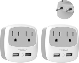 European Travel Plug Adapter 2 Pack US to Europe Power Adaptor with 2 US... - £37.52 GBP