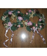 2- Pink Rose Flower w/ Angel &amp; Pinecone Christmas Door Wreath Shaby Chic... - £32.67 GBP