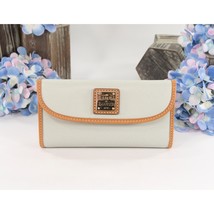 Dooney &amp; Bourke Claremont Ice Blue and Natural Leather Trifold Wallet NWT - £105.18 GBP