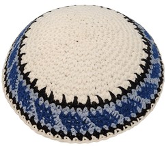 LOT OF 2 KIPPA size: 5.9&quot; / 15cm white knitted Yarmulke Kipa Kippah skullcap cap - £5.22 GBP