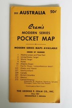 Vintage 1950&#39;s Cram&#39;s Modern Series Pocket Map Australia 311 - £9.41 GBP