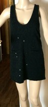 Double Zero Woman Jumper Size S Black Stretchy Bumpy Knit w/Sequins Zipper Back - £18.50 GBP