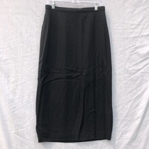 Talbots Petite Size 12 Black Pencil Skirt 100% Wool Vintage Slit - £23.52 GBP