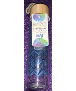 Manna Wai Bamboo Loop 20oz Glass Bottle Water Yoga Blue Boho 14462 LOW $ - $19.88