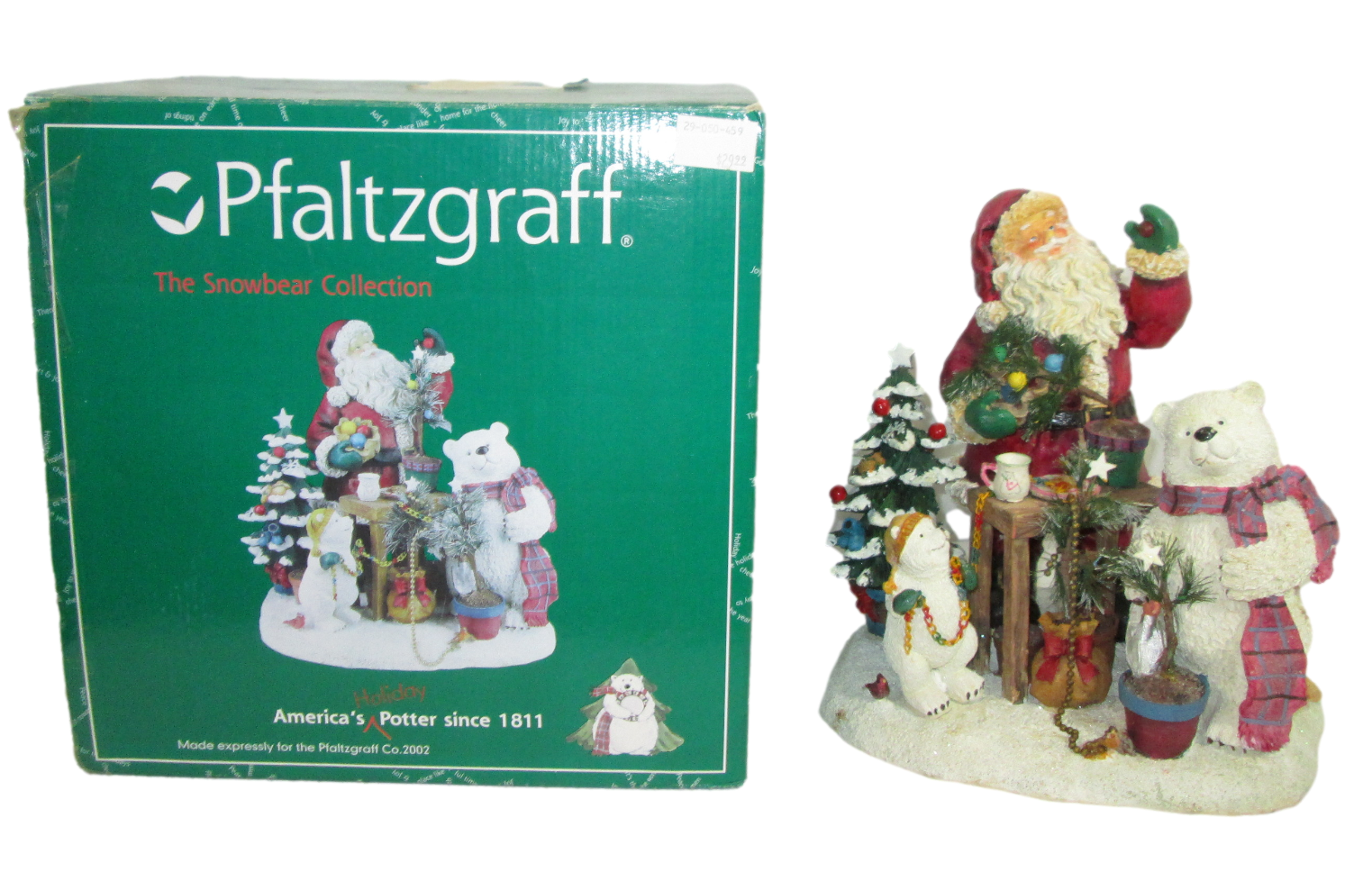 Primary image for Pfaltzgraff Snow Bear Christmas Sculpture 2002 Santa Holiday Resin Tree Holiday
