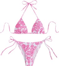 Women&#39;s Halter Tie Side Triangle Bikini Set - $56.78