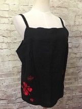 Harve Benard  Womens Sz 12  Black Mid Calf Linen Skirt &amp; Camisole Set Red Floral - £28.28 GBP