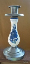 Set of 2 Ceramic and Metal Candlesticks Blue and White 10&quot;                P - £33.20 GBP