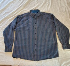 Panhandle Western Shirt Mens XL Plaid Blue Dress Shirt - £15.79 GBP