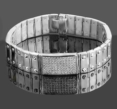 4.90 Ct Men&#39;s ID Screw Link Real Diamond Bracelet 14k Solid White Gold 59.4 g 8&quot; - £8,018.52 GBP
