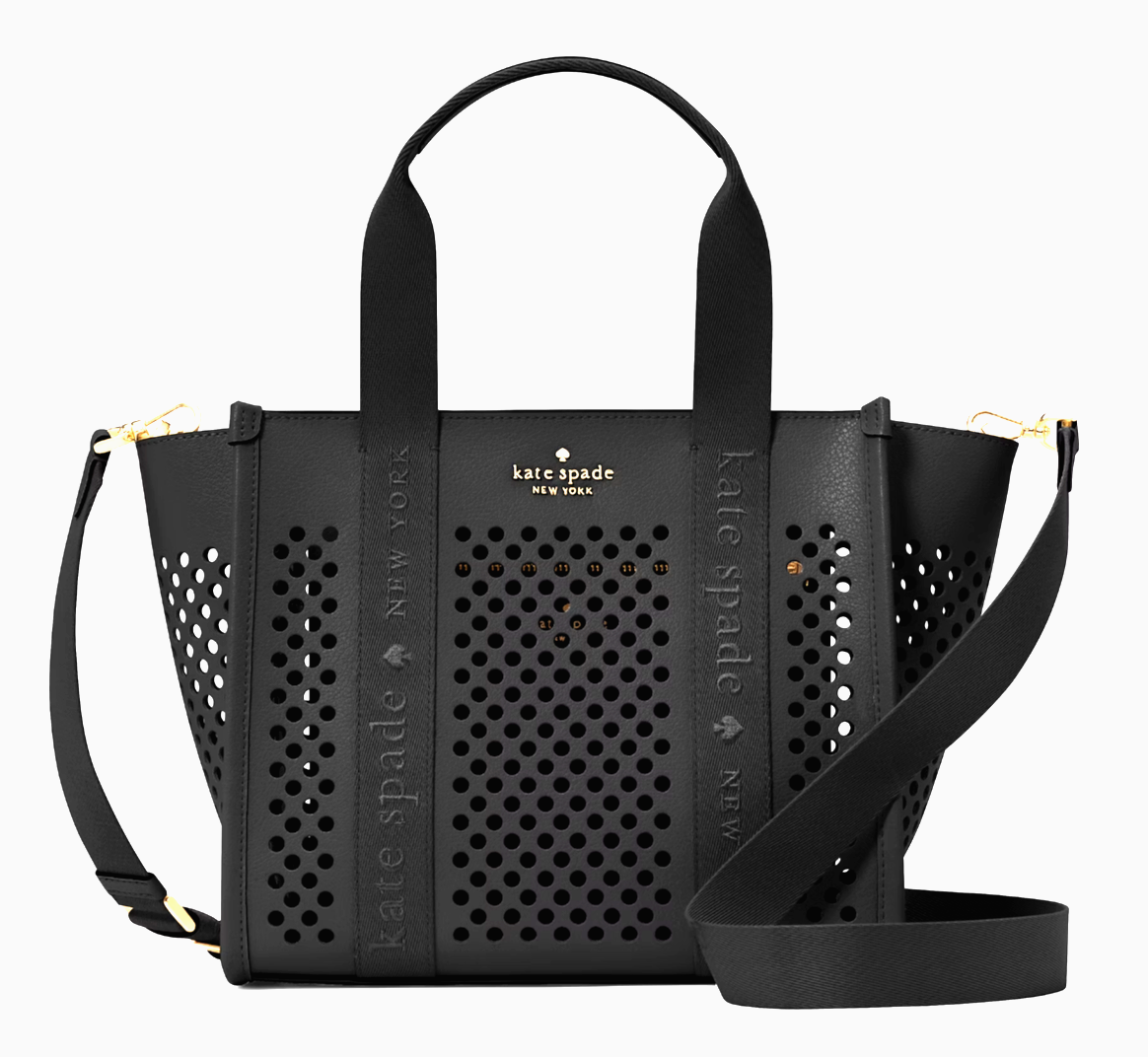 New Kate Spade Kip Perforated Leather Small Tote Black - $120.81