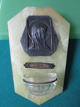 Holy Water Font Marble Glass And Brass French From Lourdes 7&quot; - £97.77 GBP