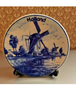 Vintage Hand Painted  Dutch Delft  Porcelain Decorative Plate Windmill - $752.06 MXN
