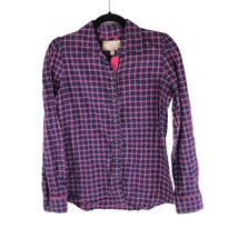 Banana Republic Womens Soft Wash Flannel Shirt Cotton Button Down Pink Blue S - £11.58 GBP