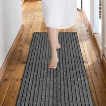 Custom Size Waterproof Non-Slip Runner Rug 2FT x 6FT Gray Stripe for Safety - $59.35