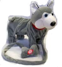 LARGE GREY HUSKY REMOTE CONTROL WALKING DOG WITH SOUND battery operated toy - £15.14 GBP