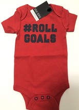 Okie Dokie Boy&#39;s Roll Goals Red Short Sleeve Bodysuit Size: NB - $12.00