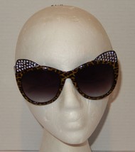 Betsey Johnson Leopard Print Cat Eye Rhinestone Sunglasses Women’s Brown... - $24.70