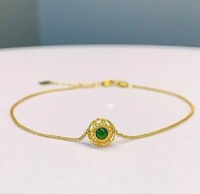 18ct Solid Gold Jasmine Flower Bracelet, Green, Jade, customise chain, 18K, gift - £156.81 GBP+