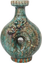 Vase Embossed Dragon Speckled Green Colors May Vary Variable Ceramic Handmade - £302.89 GBP