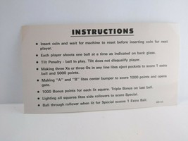 OXO Pinball Machine Original Game Instructions Card 1973 One Sided 420-3A - $21.38