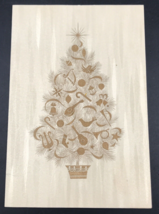 VTG TV Allen Co Golden Metallic Christmas Tree Greeting Card 4&quot; x 6&quot; USA - £10.94 GBP