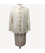 Vintage Jeffrey &amp; Dara Linda Hutley Womens Suit Set Skirt Jacket Cream S... - £55.03 GBP