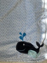 Carter&#39;s Whale Applique&#39; Baby Blanket Dot Waves Sherpa backing Aqua - £21.95 GBP