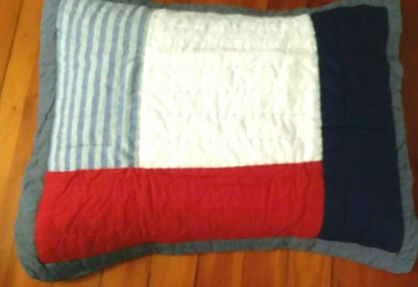 Primary image for Red White Blue Patch Pottery Barn Kids Sean Quilted Sham Standard Pillow 20x26