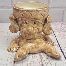 VTG Flat Footed Dog Mini Planter Pot Ceramic Signed EW - $10.45