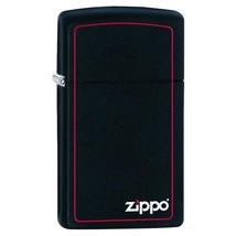 Zippo Windproof Lighter Slim Black Matte w/Zippo Logo &amp; Red Border - $51.34