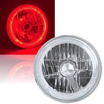 7&quot; Motorcycle Red LED Halo Angel Eye Headlight w/ 6000k LED Light Bulb: Harley - £58.63 GBP