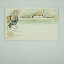 Antique 1893 Worlds Fair Columbian Expo Post Card Naval Battleship Illin... - £32.04 GBP