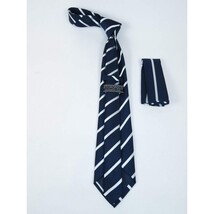 Men's Woven Tie Hankie Set J.Valintin Private Collection R82 Navy White Stripe image 3