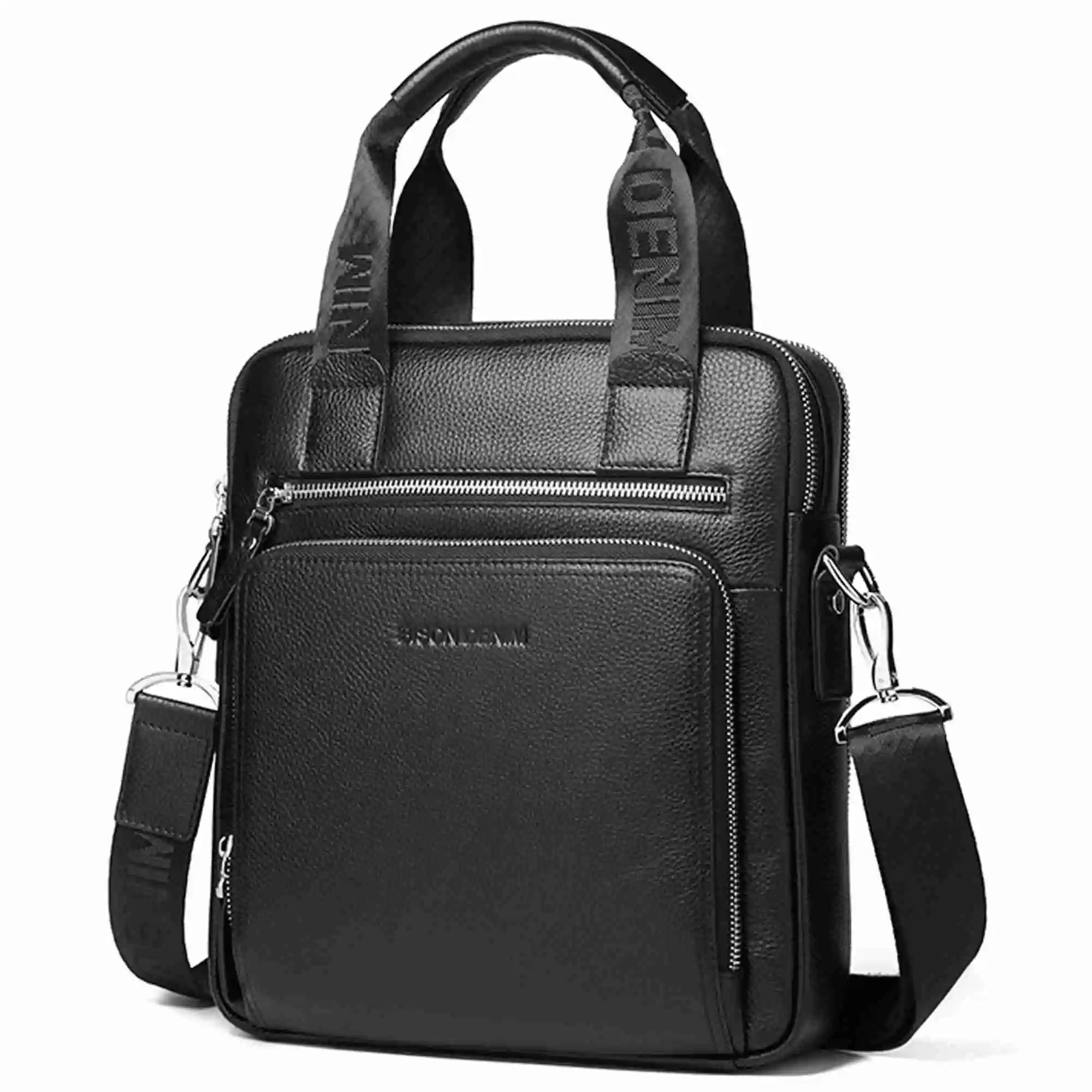 BISON DENIM Classic Black Male Bag Genuine Leather Business Crossbody Ba... - $247.85