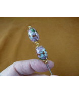 (U488) Mauve pink white oval CLOISONNE beads hatpin Pin love hat pins JE... - $14.95