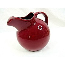 Vintage Hall Ball Pitcher with Ice Tilt Lip Burgundy Mid Century Made in USA Jug - £32.94 GBP