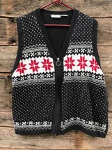 Vintage White Stag Woman Winter Sweater Vest Zip Up - $14.84