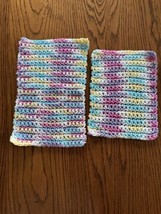 Handmade Dish Cloth Rag Bath Cloth Crocheted 100% Cotton Set Of 2 Lot D - £8.26 GBP