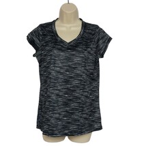 Xersion Womens Activewear T-Shirt Medium Black Space Dye V Neck Short Sleeve - £15.80 GBP
