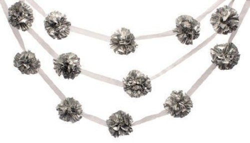 Glitz Pom Pom Garland Hanging Decoration, Silver - $3.58