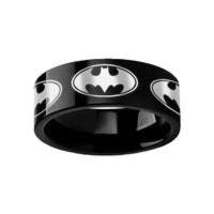 Circular Batman Dark Knight Super Hero Black Tungsten Engraved Ring - 2mm - 12mm - $249.99