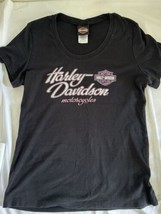 Women Harley Davidson Motorcycle T-Shirt San Diego CA Scoop Neck Blk/Purple - £11.78 GBP