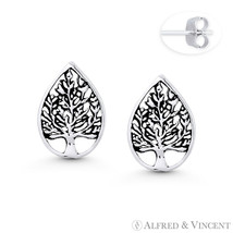 Eternal Tree-of-Life Chakra Charm Stud Earrings in Oxidized .925 Sterling Silver - £13.21 GBP