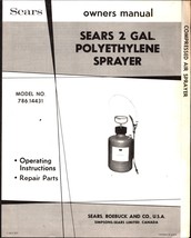 Owners Manual, Sears 2 Gallon Polyethylene Sprayer, Model 786.14431, Ins... - £17.75 GBP